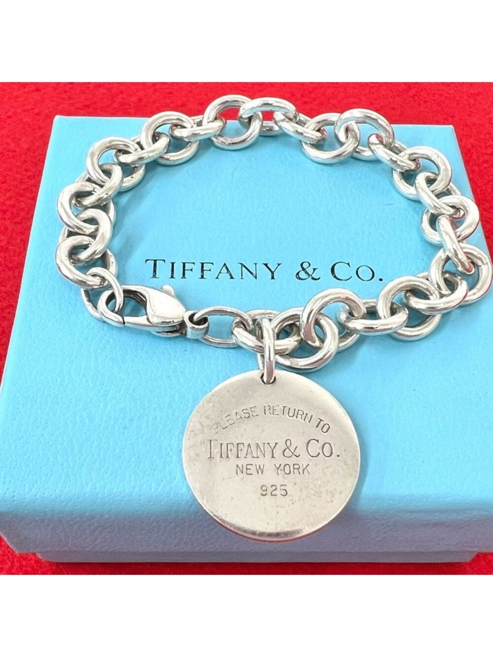 Tiffany & Co Vintage Return to Tiffany Round Tag Bracelet 925 Sterling Silver